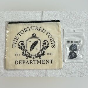 New! Taylor Swift Tortured Poets Department Gift Set 
Earrings and Cosmetic Bag